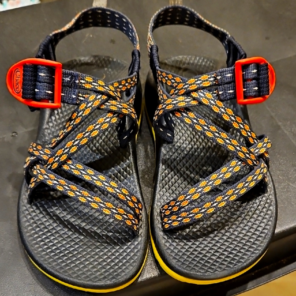 Kid's Chaco Strappy Sandals with Red and Yellow Accents